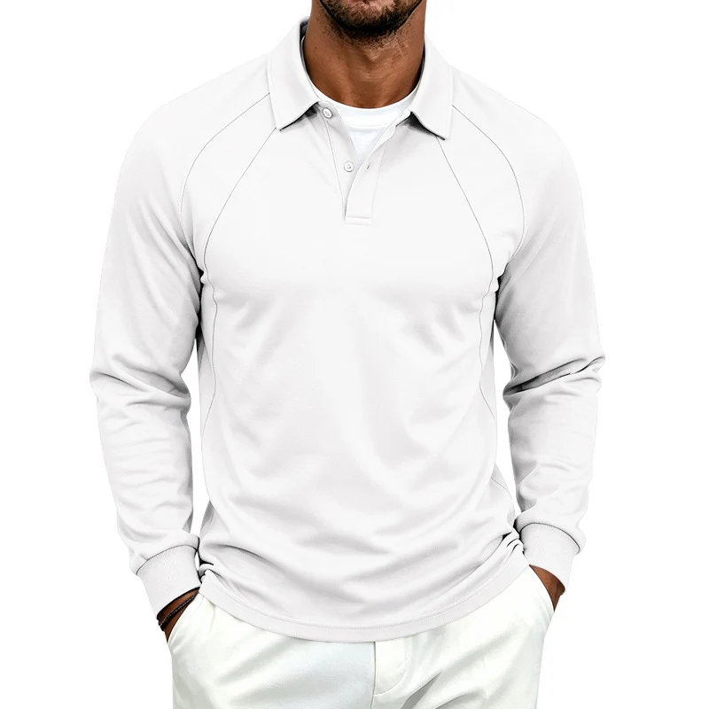 Herren Polo-Sweatshirt mit Raglanärmeln, Halbknopfleiste und Rippbündchen Drune
