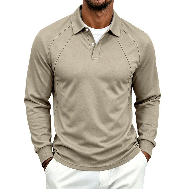 Herren Polo-Sweatshirt mit Raglanärmeln, Halbknopfleiste und Rippbündchen Drune
