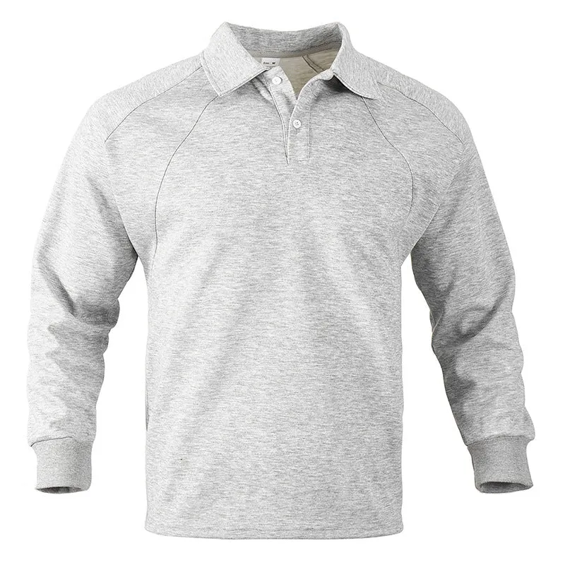 Herren Polo-Sweatshirt mit Raglanärmeln, Halbknopfleiste und Rippbündchen Drune