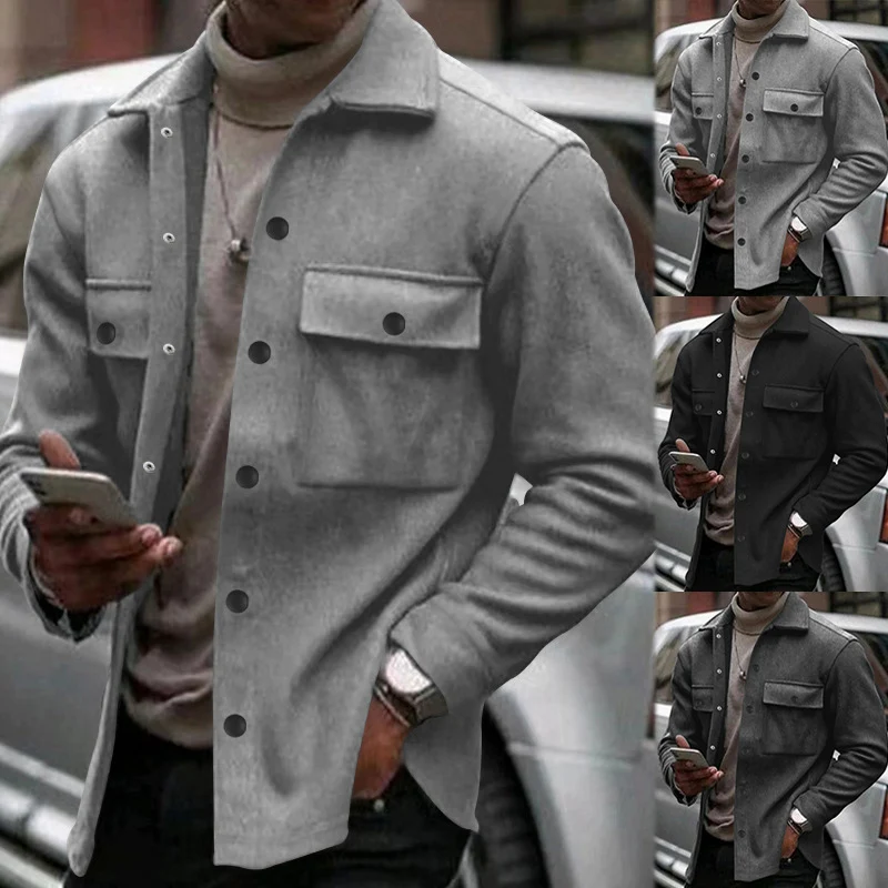 Herren Overshirt-Jacke im Shacket-Stil mit aufgesetzten Brusttaschen Drune