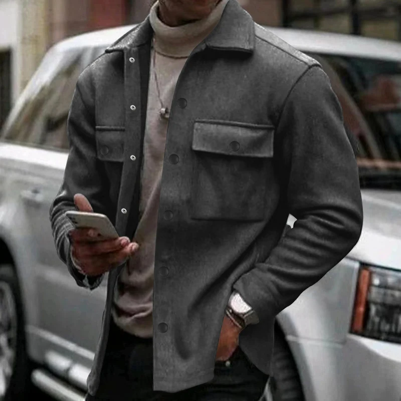 Herren Overshirt-Jacke im Shacket-Stil mit aufgesetzten Brusttaschen Drune
