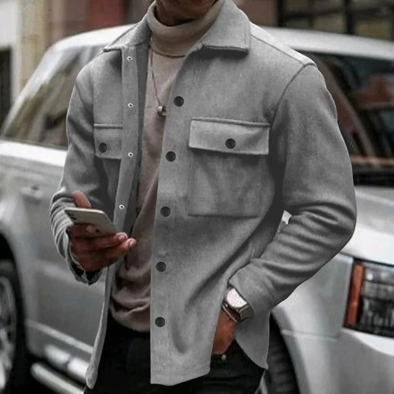 Herren Overshirt-Jacke im Shacket-Stil mit aufgesetzten Brusttaschen Drune