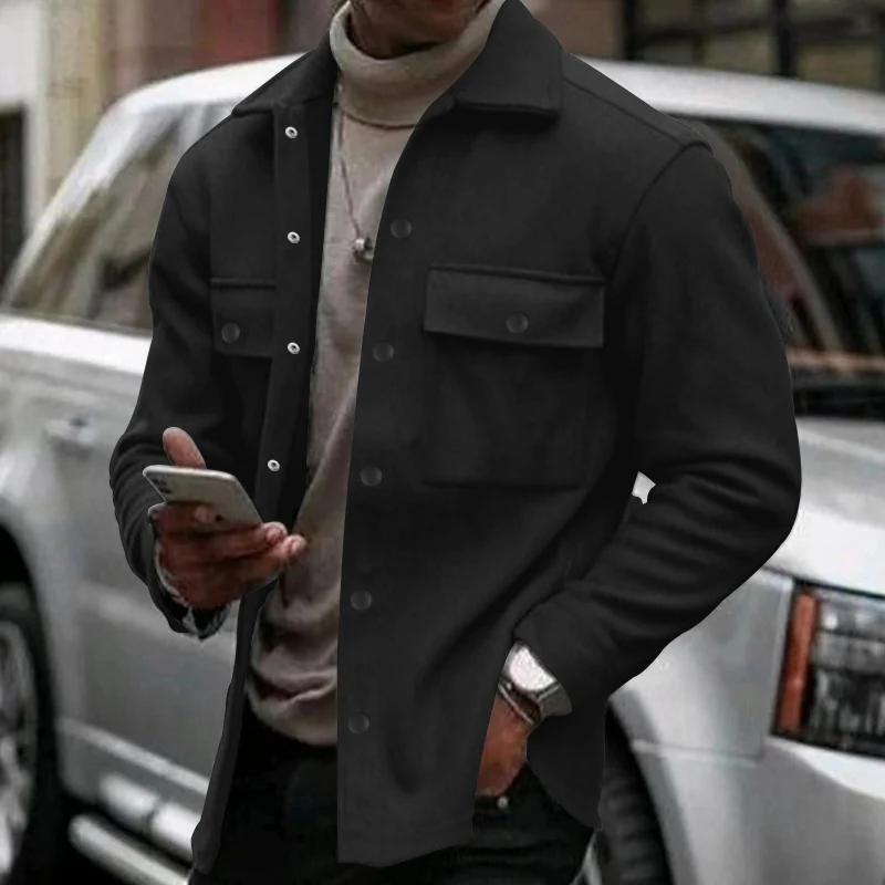 Herren Overshirt-Jacke im Shacket-Stil mit aufgesetzten Brusttaschen Drune