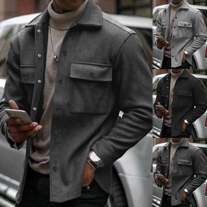 Herren Overshirt-Jacke im Shacket-Stil mit aufgesetzten Brusttaschen Drune