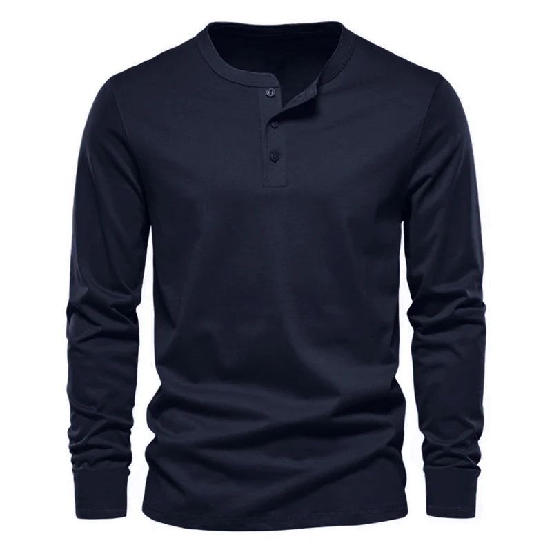 Herren Longsleeve Henley aus leichter Baumwollmischung Drune