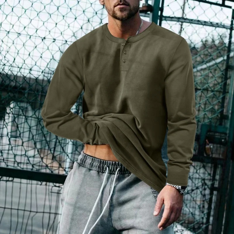 Herren Longsleeve Henley aus leichter Baumwollmischung Drune