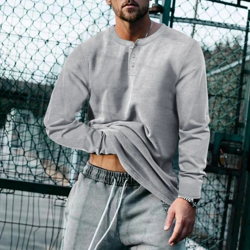 Herren Longsleeve Henley aus leichter Baumwollmischung Drune