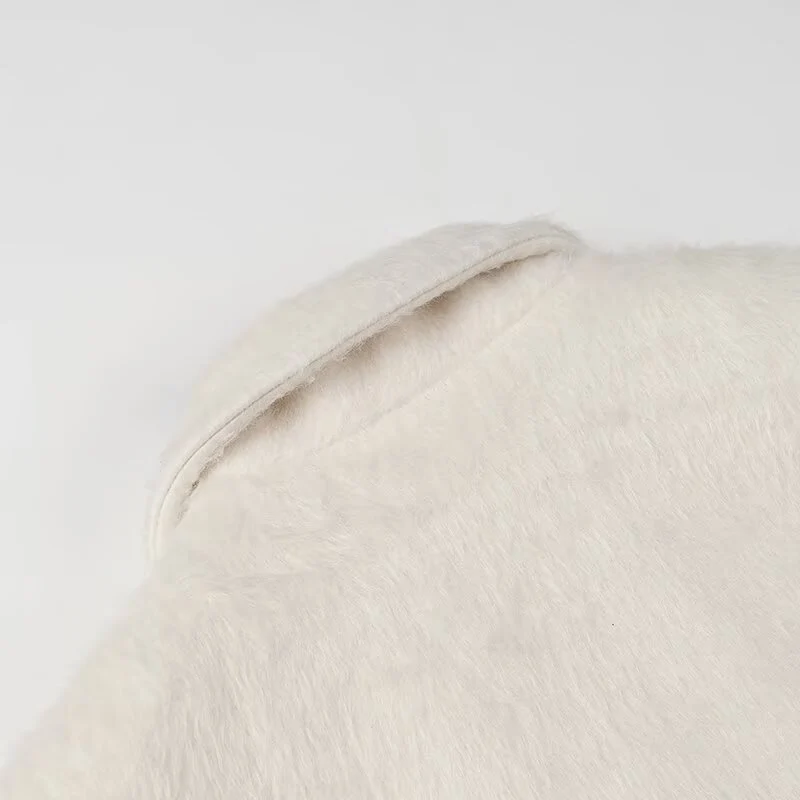 Damen Gefütterter Oversize-Blazer‑Mantel mit Reverskragen und Pattentaschen Drune