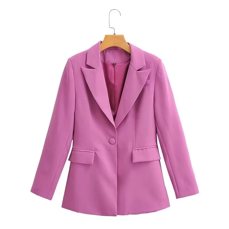 Damen Figurschmeichelnder Ein-Knopf-Blazer im modernen Oversize‑Cut mit Reverskragen und Pattentaschen Drune