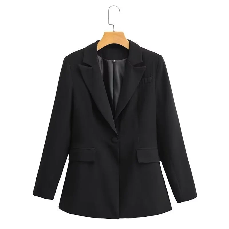 Damen Figurschmeichelnder Ein-Knopf-Blazer im modernen Oversize‑Cut mit Reverskragen und Pattentaschen Drune