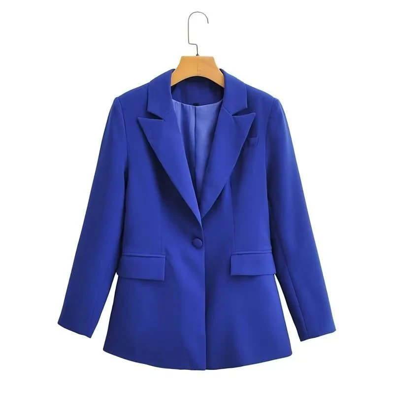 Damen Figurschmeichelnder Ein-Knopf-Blazer im modernen Oversize‑Cut mit Reverskragen und Pattentaschen Drune