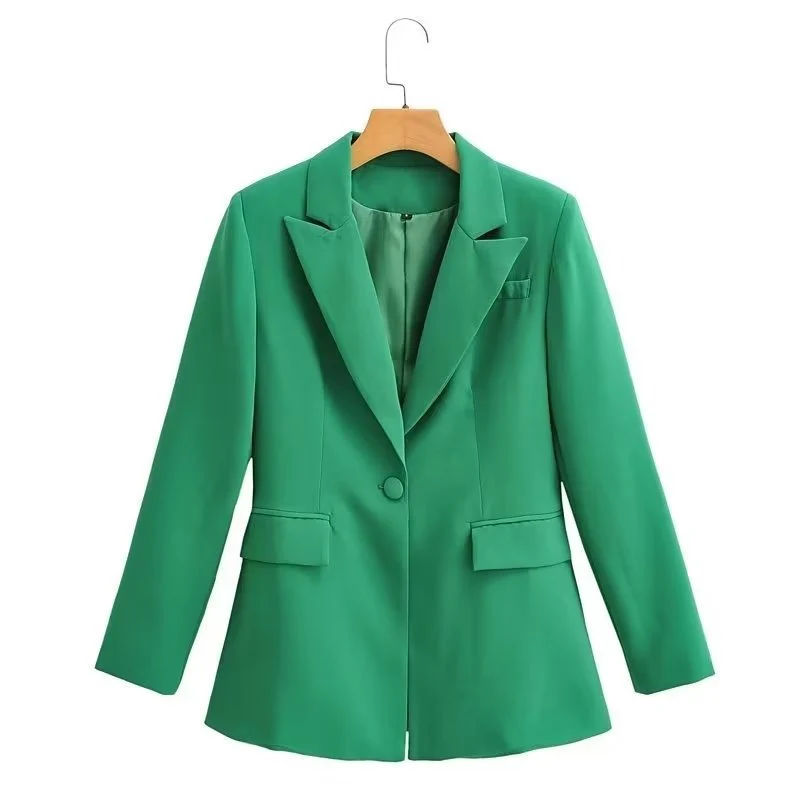 Damen Figurschmeichelnder Ein-Knopf-Blazer im modernen Oversize‑Cut mit Reverskragen und Pattentaschen Drune