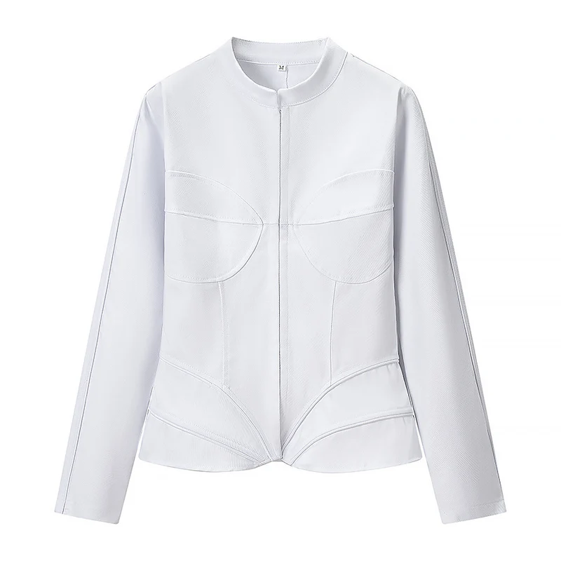Damen Figurformende Korsagen‑Jacke mit tailliertem Schnitt und Stehkragen Drune