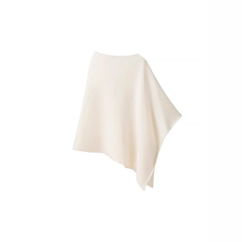 Damen Feiner Strickponcho mit asymmetrischem Saum und U‑Boot‑Ausschnitt Drune