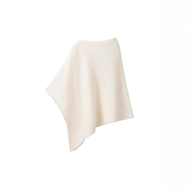 Damen Feiner Strickponcho mit asymmetrischem Saum und U‑Boot‑Ausschnitt Drune