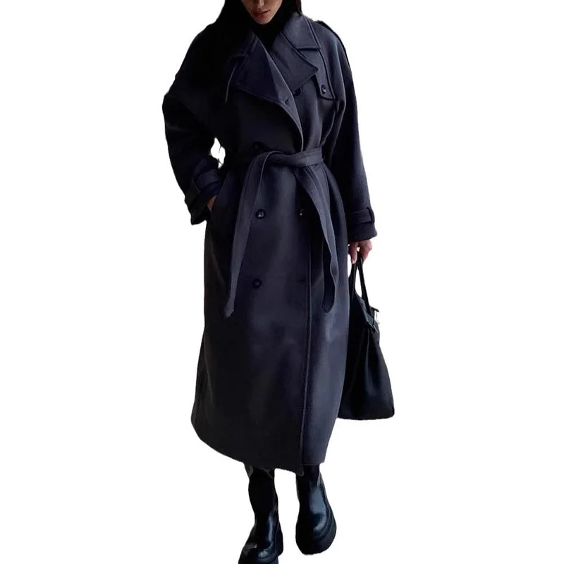 Damen Extravagant geschnittener Oversize-Wollmantel mit Schulterklappen und weitem Schalkragen Drune