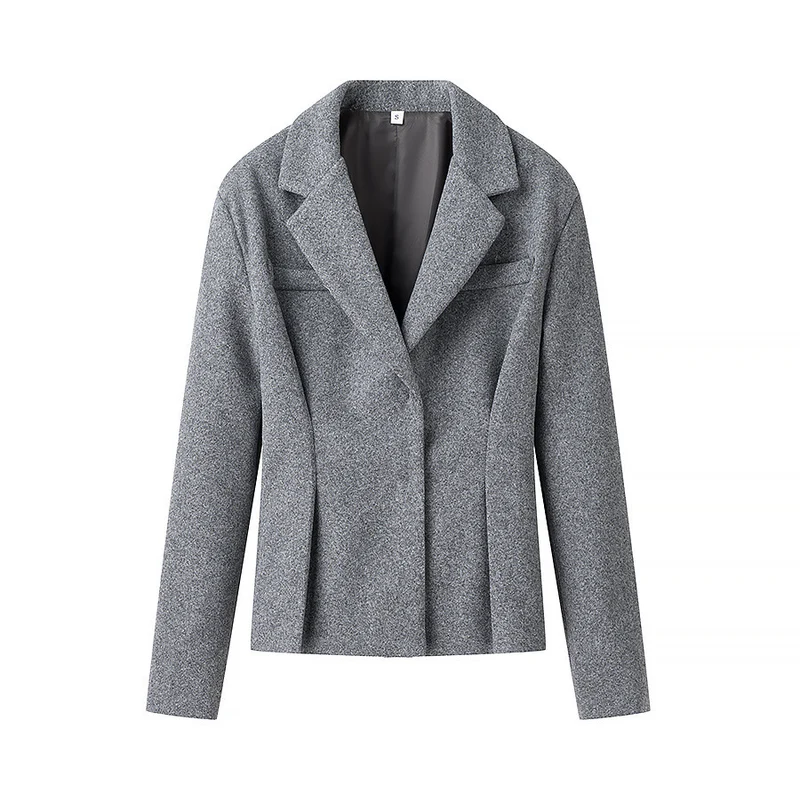 Damen Elegantes zweiteiliges Wollmix-Blazer- und Midirock-Set mit ausgestelltem Midirock Drune