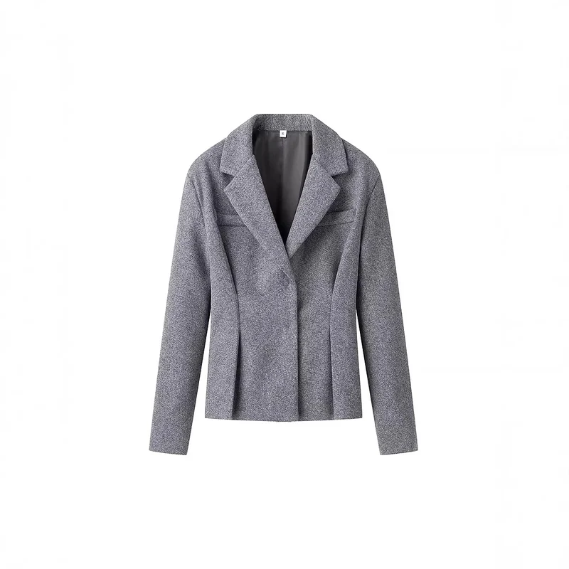 Damen Elegantes Wollmix-Kostüm mit tailliertem Kurzblazer und ausgestelltem Midirock Drune