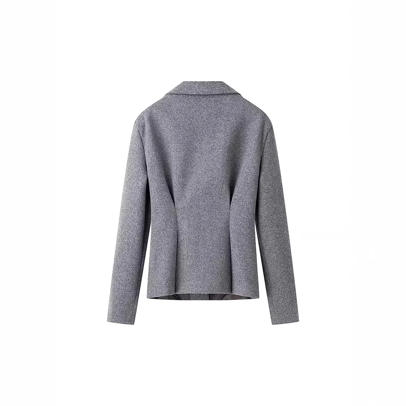 Damen Elegantes Wollmix-Kostüm mit tailliertem Kurzblazer und ausgestelltem Midirock Drune