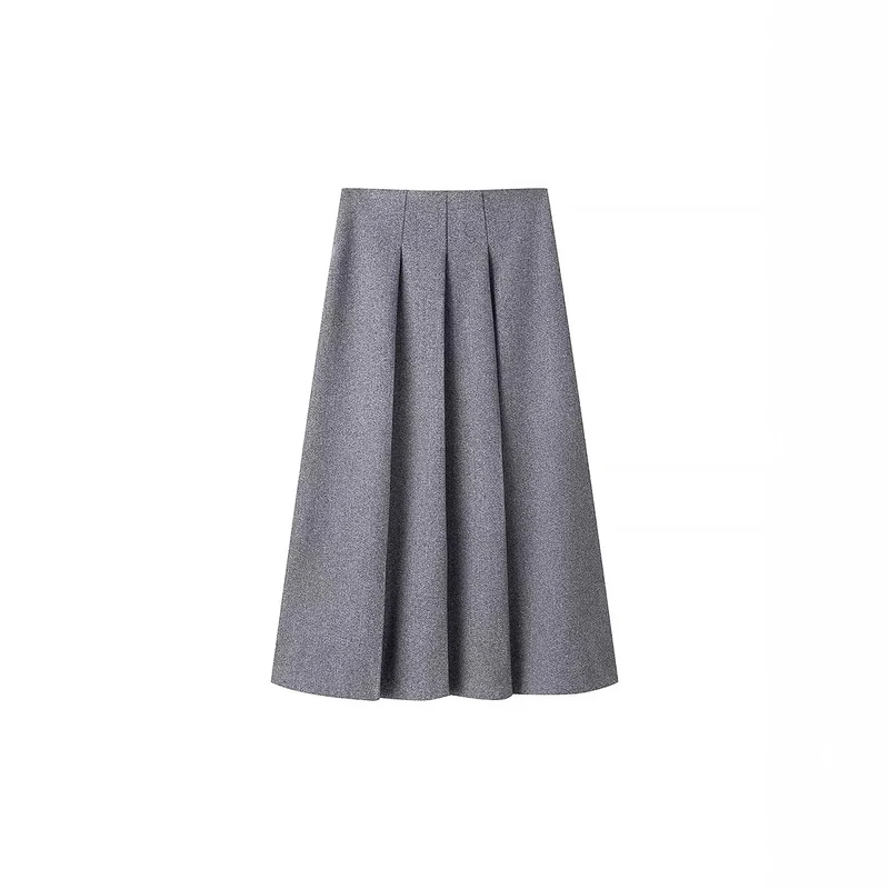 Damen Elegantes Wollmix-Kostüm mit tailliertem Kurzblazer und ausgestelltem Midirock Drune
