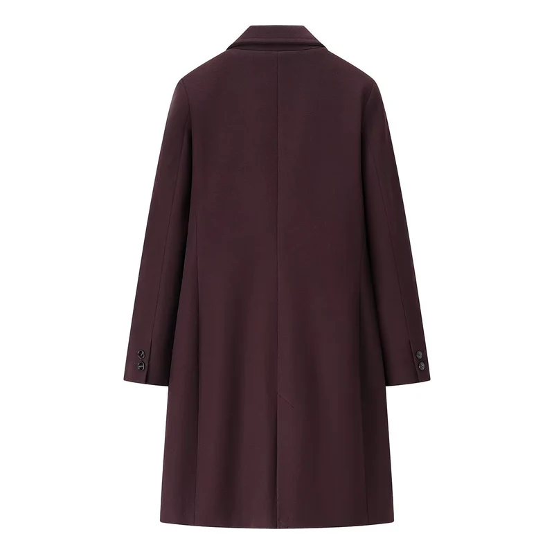 Damen Eleganter Longline-Wollmixmantel mit Reverskragen und Leistentaschen Drune