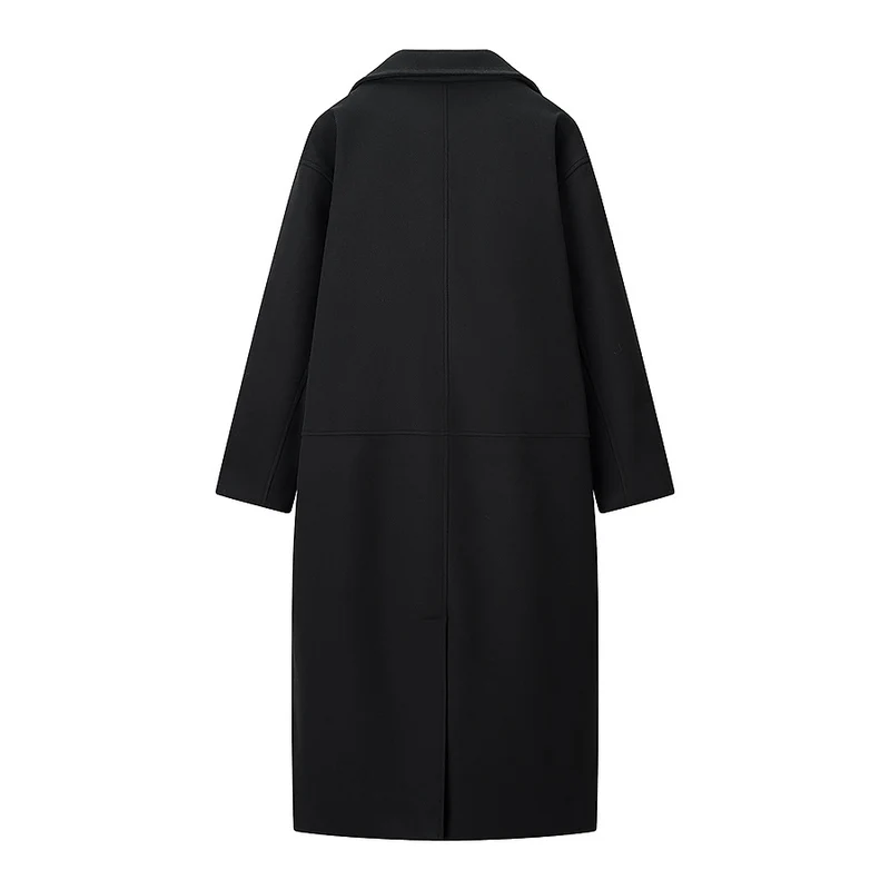 Damen Doppelreihiger Oversize-Wollmix-Mantel mit fallendem Revers und langer Silhouette Drune