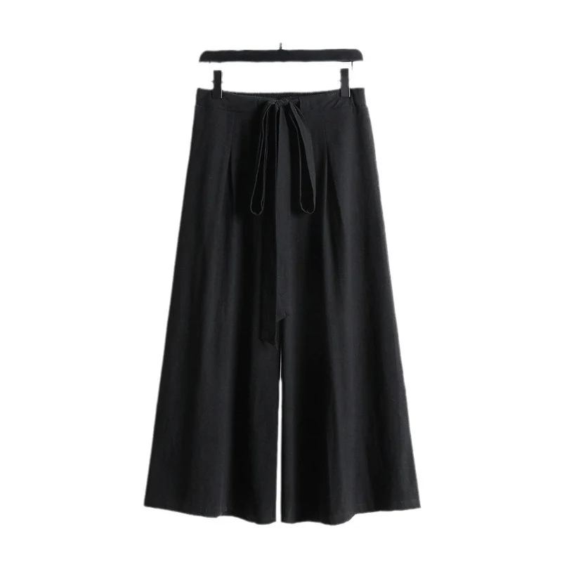 Damen Palazzo-Culotte mit elastischem Bund und Bindegürtel Drune