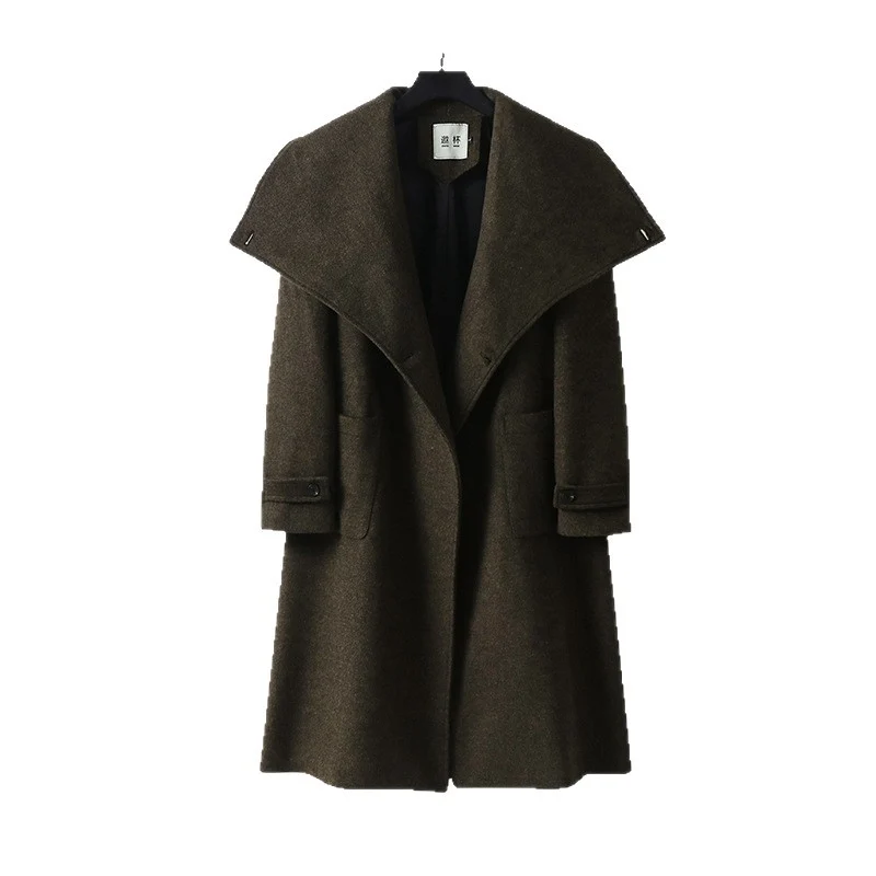 Damen Oversized Wollmix-Mantel mit weitem Schalkragen und aufgesetzten Taschen Drune