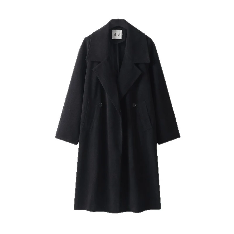 Damen Oversize-Mantel mit breitem Revers und Taillengürtel Drune