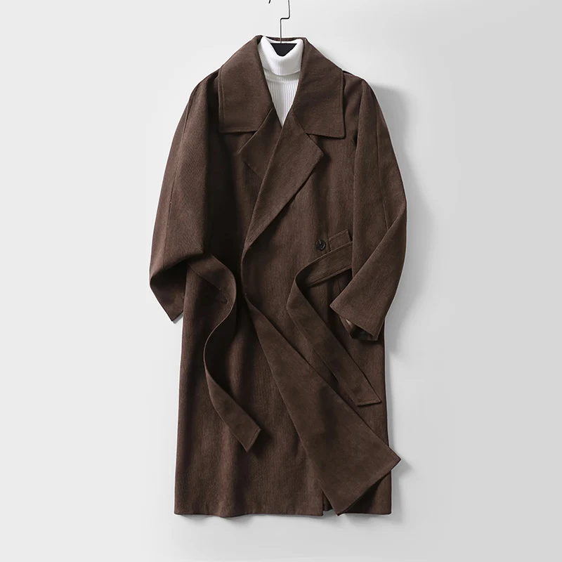 Damen Oversize-Mantel mit breitem Revers und Taillengürtel Drune