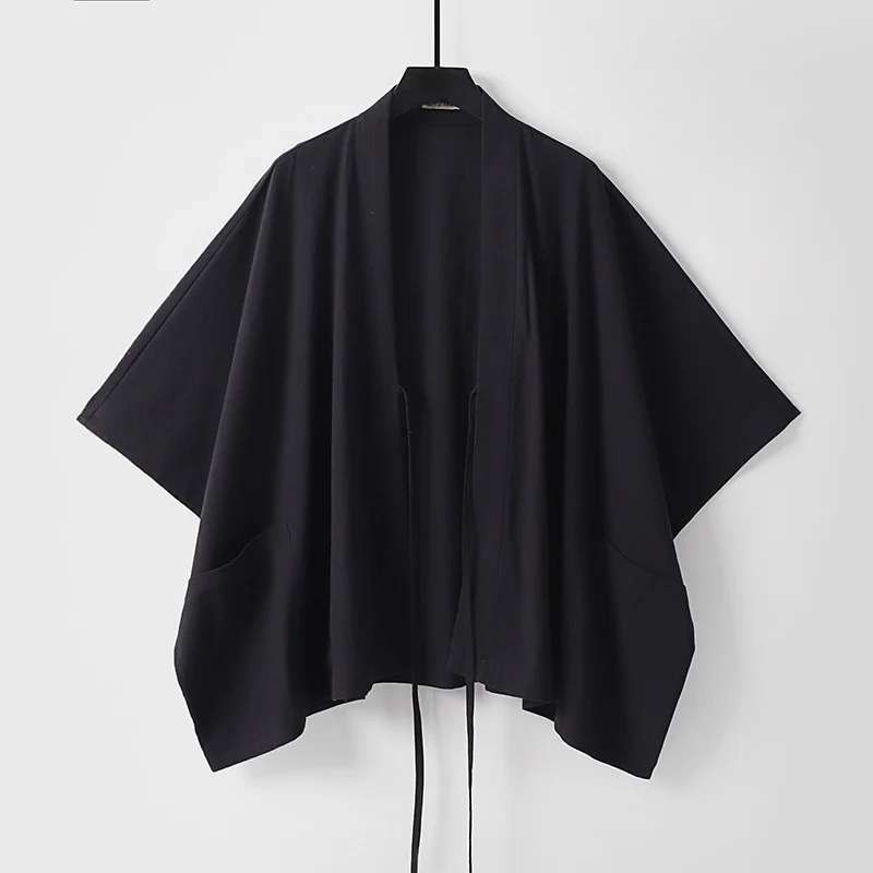 Damen Oversize Kimono-Cardigan mit Bindeband und aufgesetzten Taschen Drune