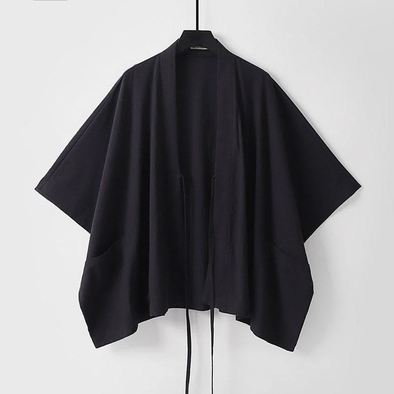 Damen Oversize Kimono-Cardigan mit Bindeband und aufgesetzten Taschen Drune