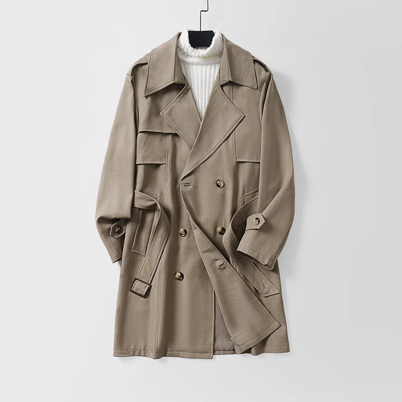 Damen Moderner Kurzmantel im Trench‑Stil mit doppelreihiger Knopfleiste und Epauletten Drune