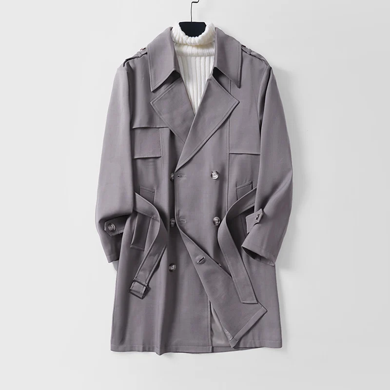 Damen Moderner Kurzmantel im Trench‑Stil mit doppelreihiger Knopfleiste und Epauletten Drune