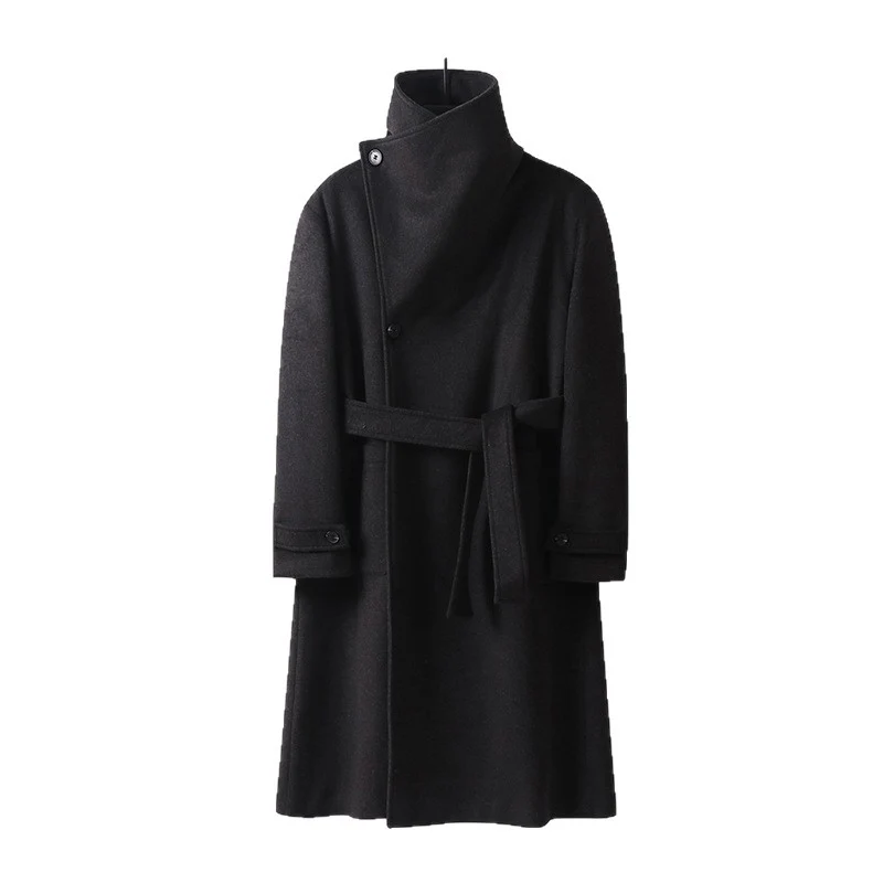 Damen Maxilanger Wollmix‑Mantel mit übergroßem Schalkragen und aufgesetzten Taschen Drune