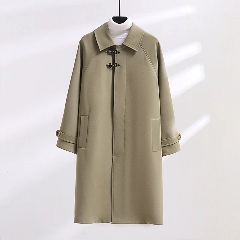 Damen Longline-Mantel mit Knebelverschluss und Raglanärmeln Drune