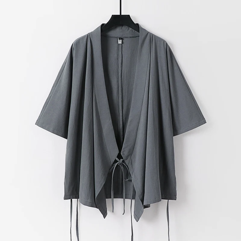 Damen locker fallende Kimono-Jacke mit Bindegürtel Drune