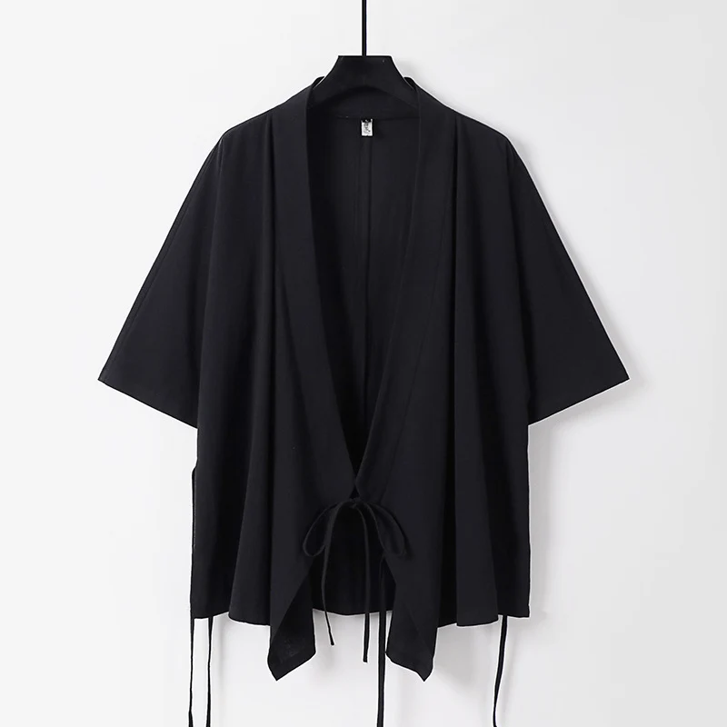 Damen locker fallende Kimono-Jacke mit Bindegürtel Drune