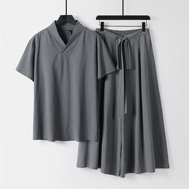 Damen Leichtes Loungewear-Set mit V-Ausschnitt-Shirt und weit schwingendem Midirock mit Kordelzug Drune