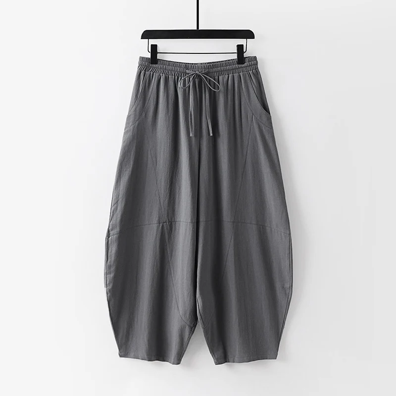Damen Leichte Haremshose mit weitem Bein und elastischem Bund Drune