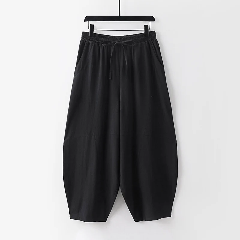 Damen Leichte Haremshose mit weitem Bein und elastischem Bund Drune