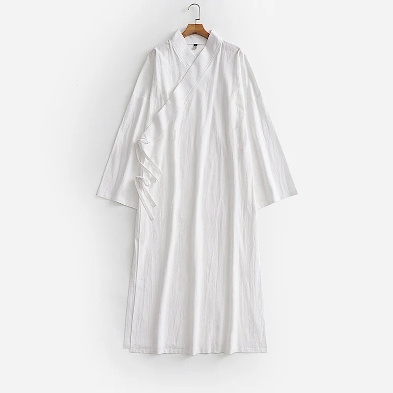 Damen Langes Wickelkleid im Kimono-Stil mit weitem Ärmel und seitlichen Bindebändern Drune