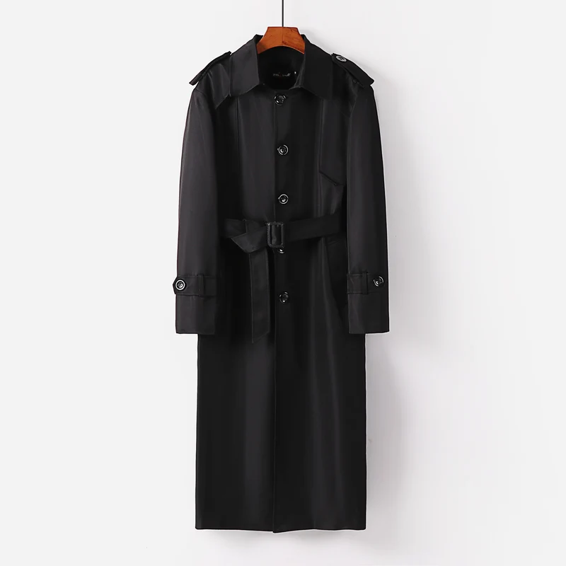 Damen Langer Trenchcoat im Minimalstil mit Schulterklappen und verstellbaren Manschetten Drune