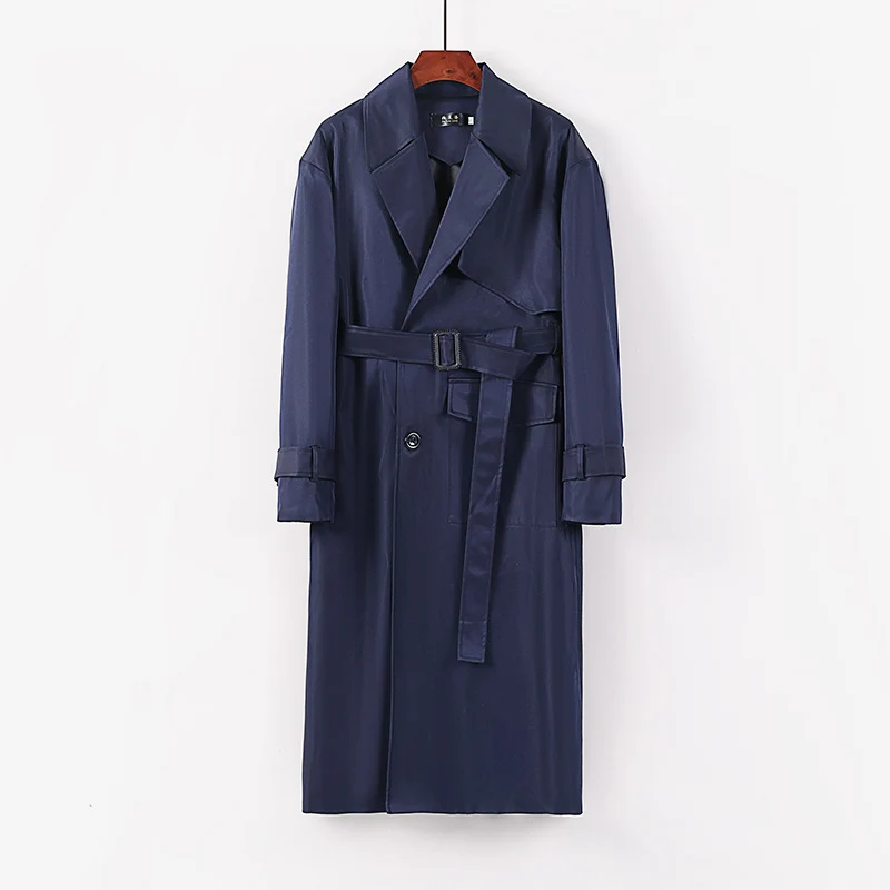 Damen Langer taillierter Trenchcoat mit Bindegürtel und weitem Schalkragen Drune