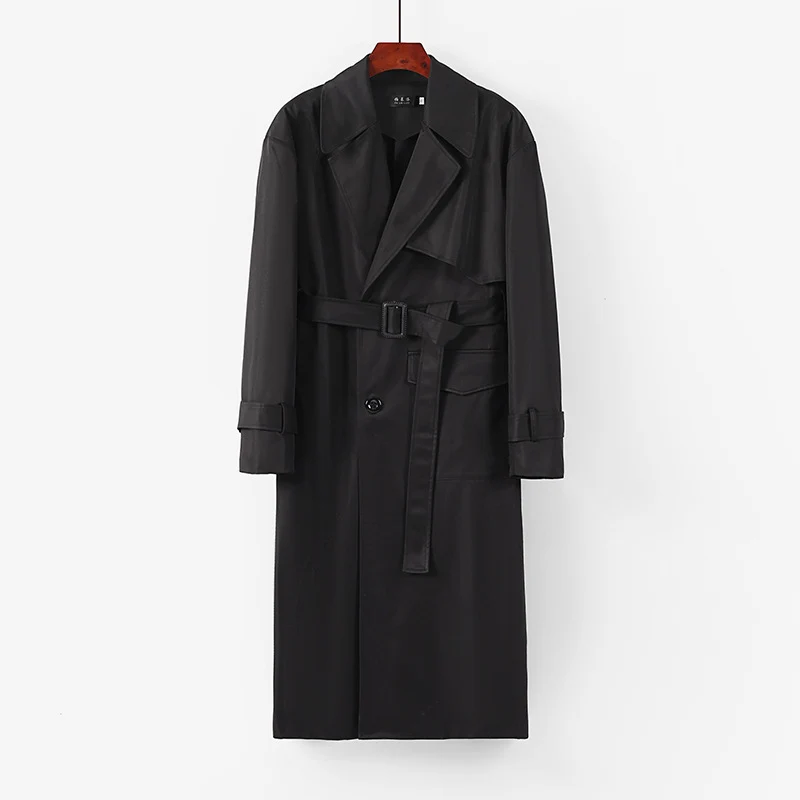 Damen Langer taillierter Trenchcoat mit Bindegürtel und weitem Schalkragen Drune