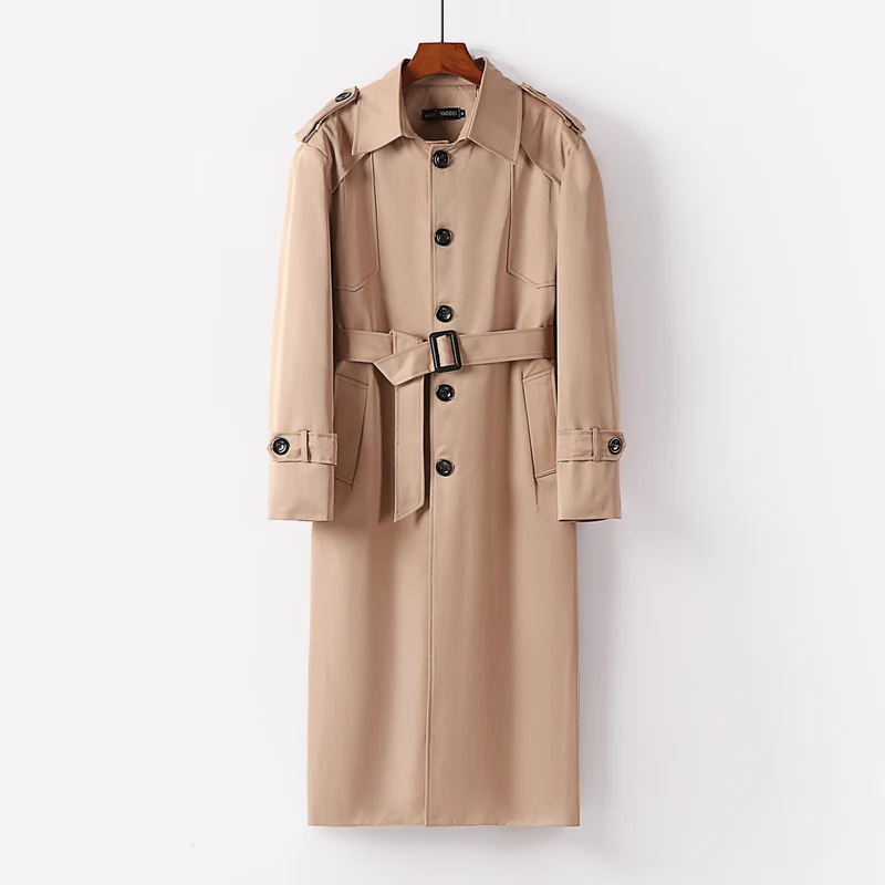 Damen Langer klassischer Trenchcoat mit Schulterpatten, Knopfverschluss und verstellbaren Manschetten Drune