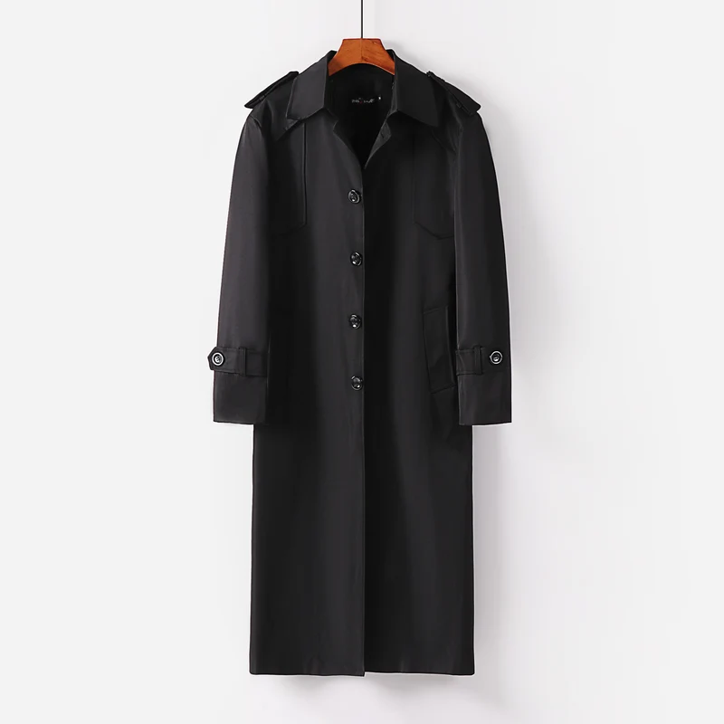 Damen Langer klassischer Trenchcoat mit Schulterpatten, Knopfverschluss und verstellbaren Manschetten Drune
