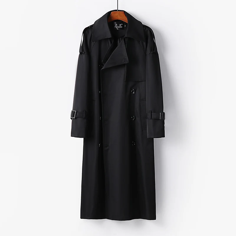 Damen Langer Doppelreihiger Trenchcoat mit Bindegürtel und Epauletten Drune