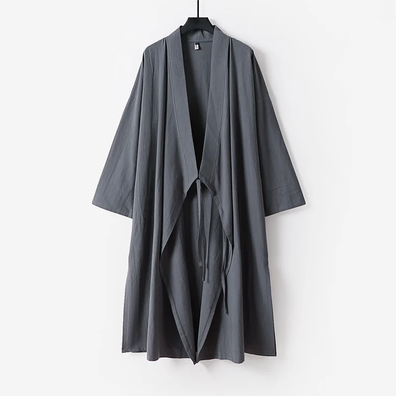 Damen Langer ärmelloser Kimono-Weste mit minimalistischer Linienführung und dekorativem Knebelverschluss Drune