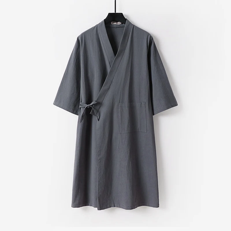 Damen Kimono-Wickelkleid mit Bindegürtel und aufgesetzten Taschen Drune
